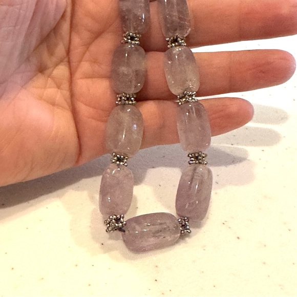 Gorgeous Amethyst Gemstone Necklace- genuine bead stones w/ silver tone spacers - Picture 10 of 11